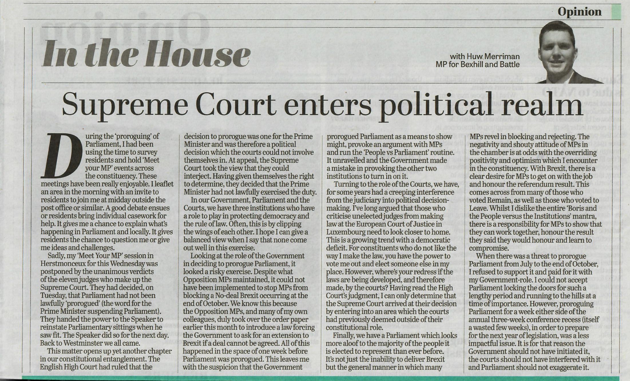 Supreme Court enters political realm Huw Merriman